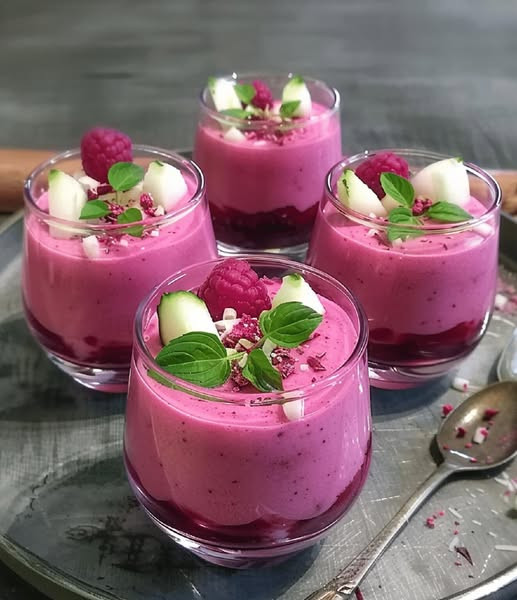 Crispy beetroot mousse in a glass