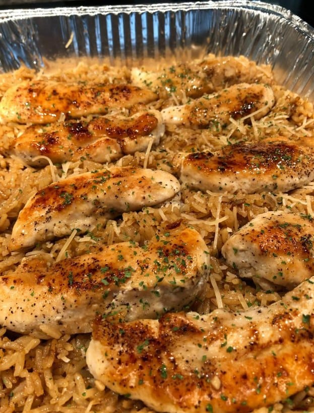 Chicken with Garlic Parmesan Rice