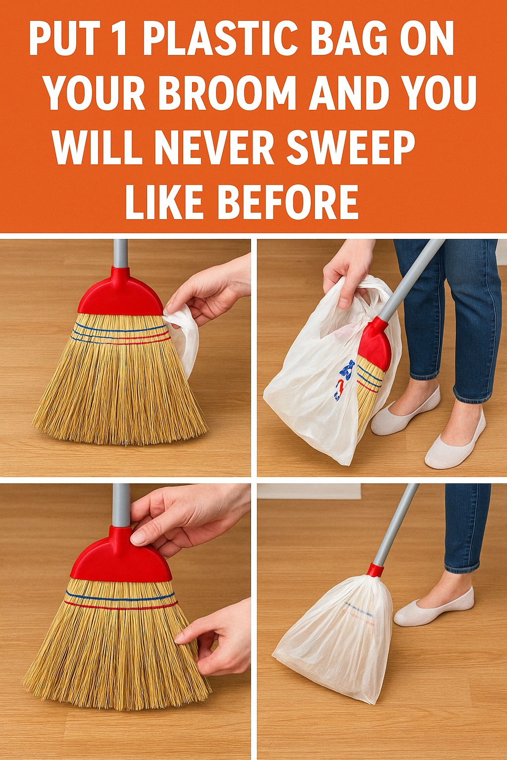 Cleaning Made Easy: Put a Plastic Bag on Your Broom!
