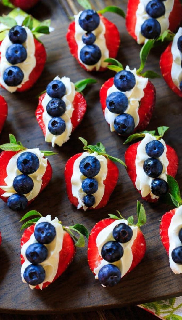 Red, white and blue cheesecake Strawberries