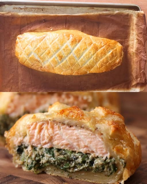 Salmon Wellington with Creamy Spinach Filling