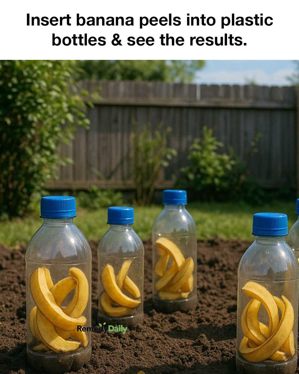 Insert banana peels into plastic bottles & see the results.