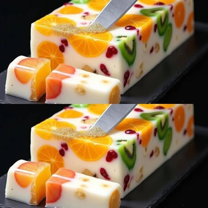 Just milk and fruit! Delicious and healthy dessert without gelatin and baking in 5 minutes