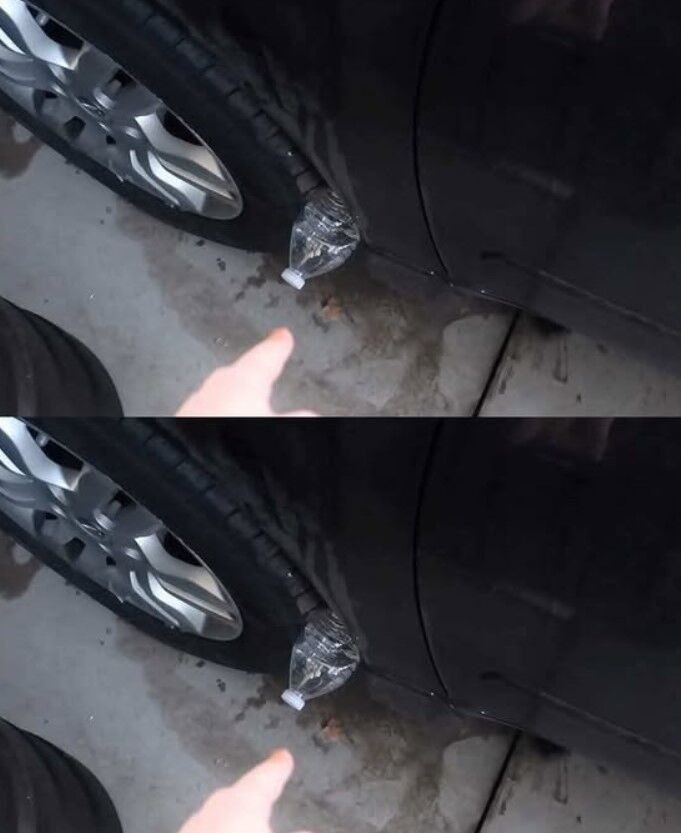 If You See A Plastic Bottle On Your Tire, Pay Close Attention