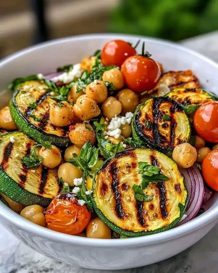 Grilled Zucchini & Chickpea Salad