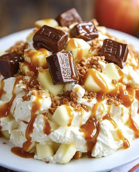Caramel Apple Snickers Salad A Sweet and Creamy Dessert Delight