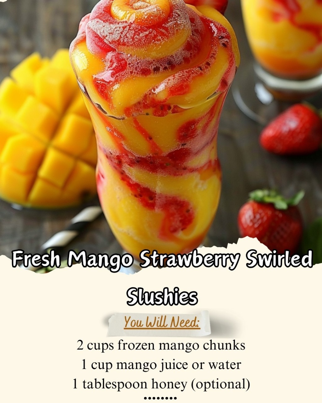 Fresh Mango Strawberry Swirled Slushies