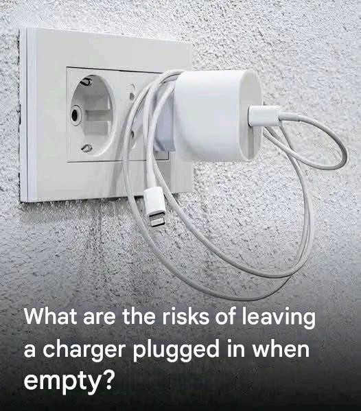 What are the risks of leaving a charger plugged in when empty?