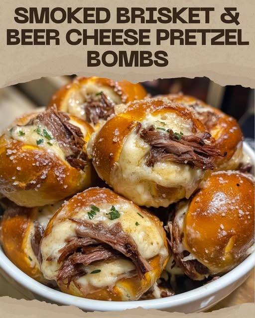 Smoked Brisket & Beer Cheese Pretzel Bombs
