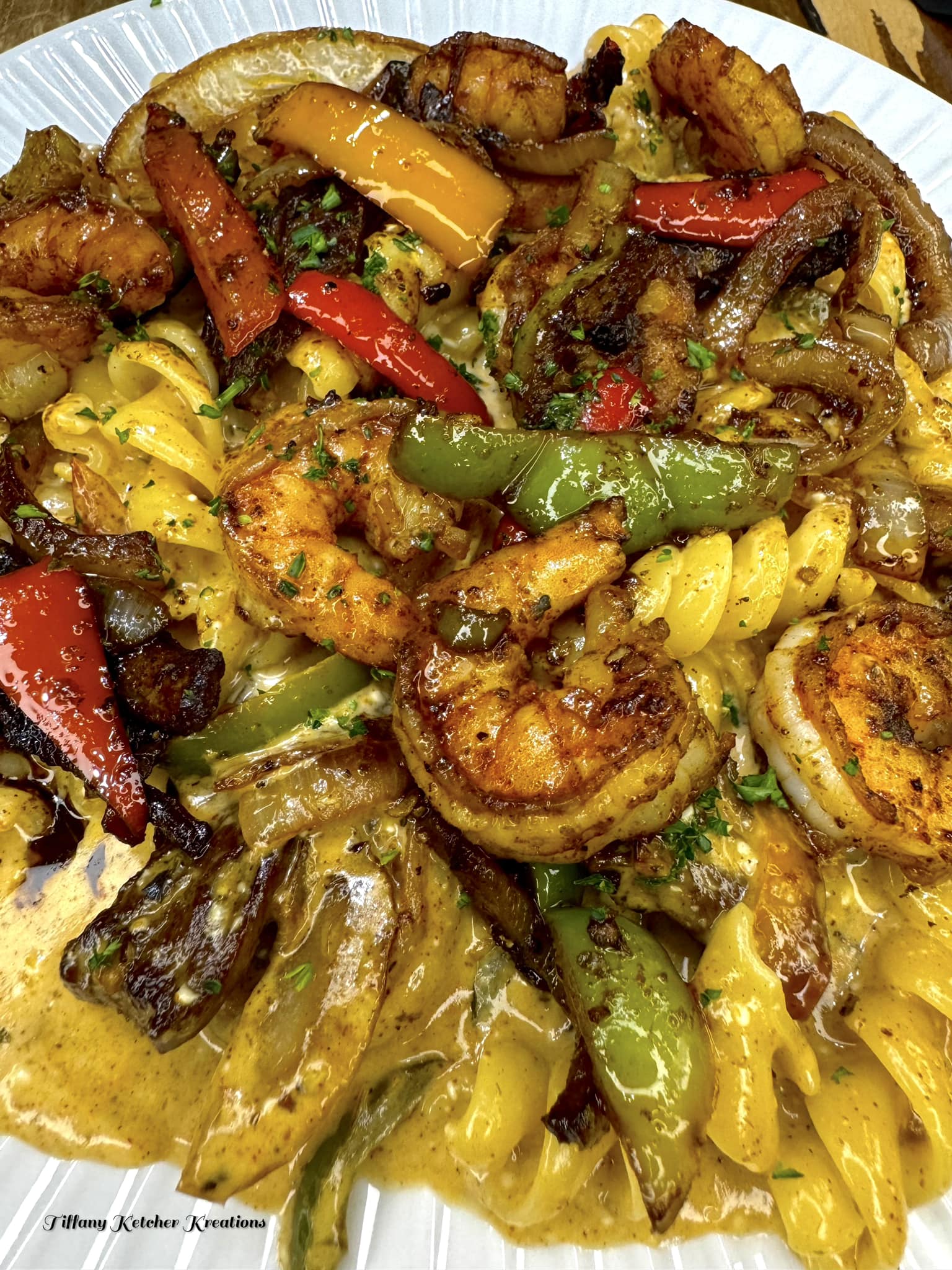 STEAK & SHRIMP FAJITAS PASTA: