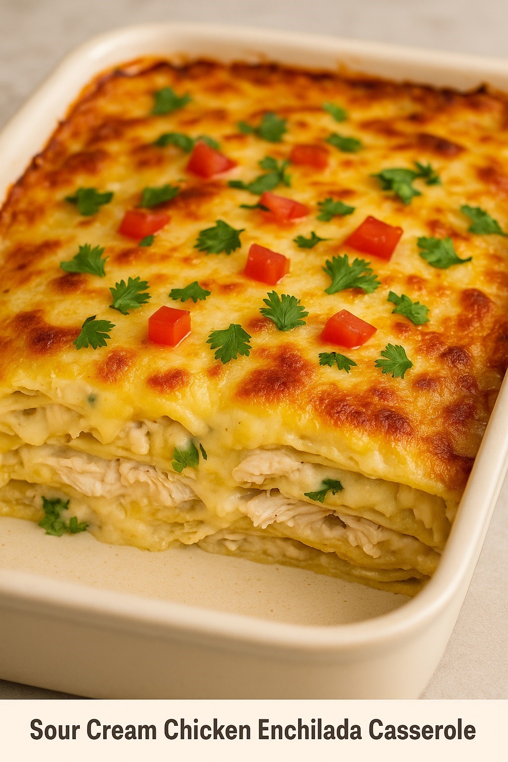 Sour Cream Chicken Enchilada Casserole