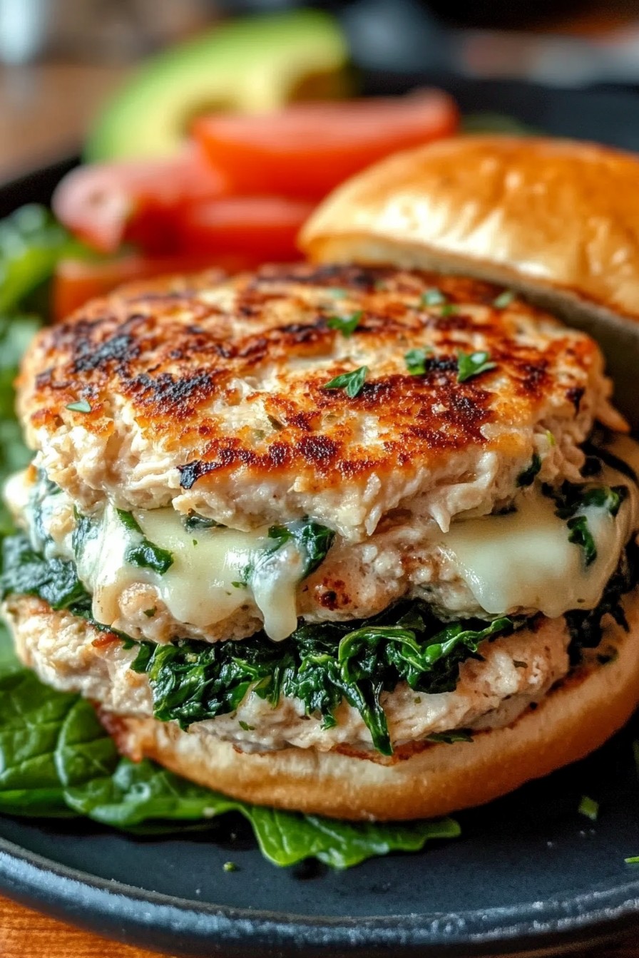 White Cheddar & Spinach Chicken Burgers