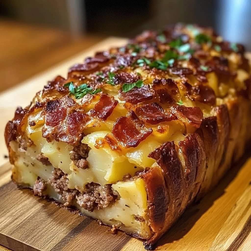 Bacon and Sausage-Stuffed Potato Loaf