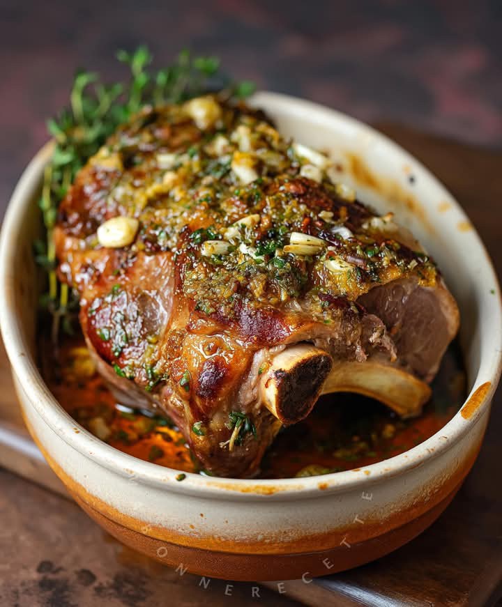 Gigot d’Agneau Rôti aux Herbes et à l’Ail