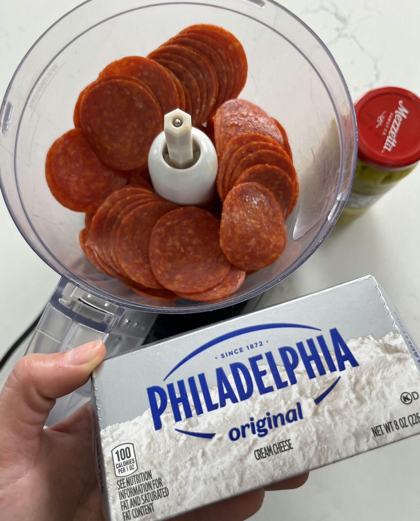 Add a package of pepperoni slices to the food processor for the most delicious appetizer