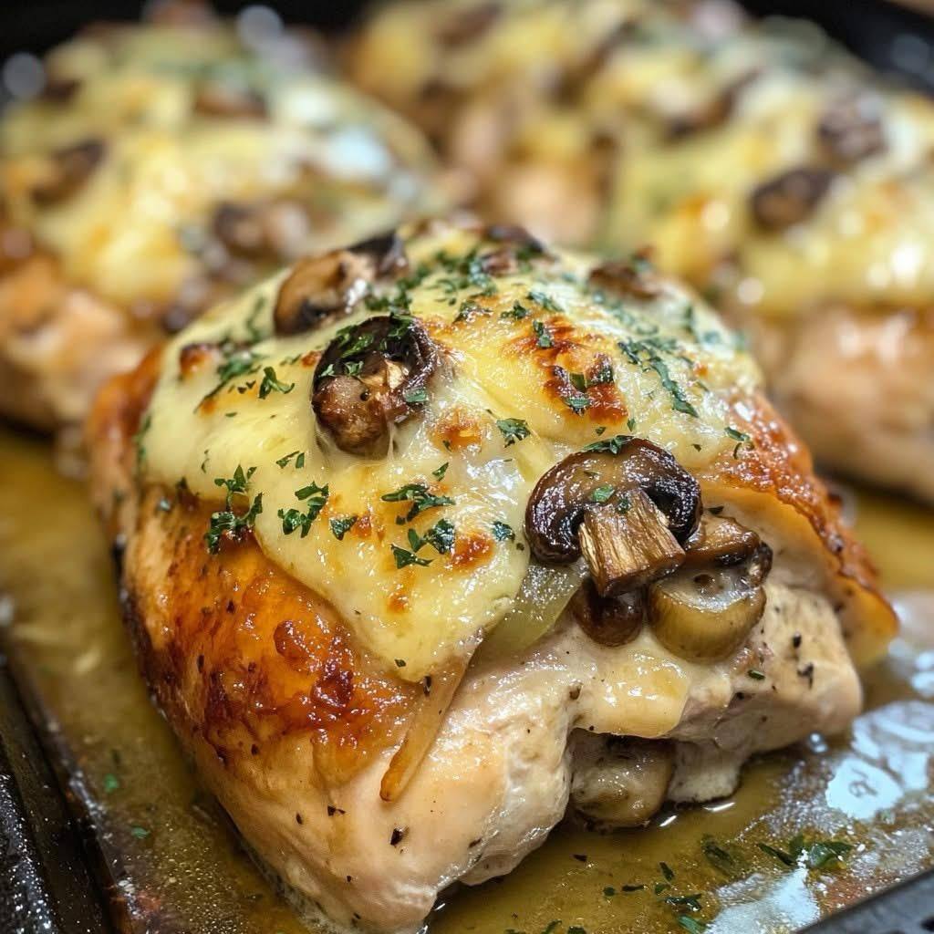 Cheesy Garlic Mushroom Chicken