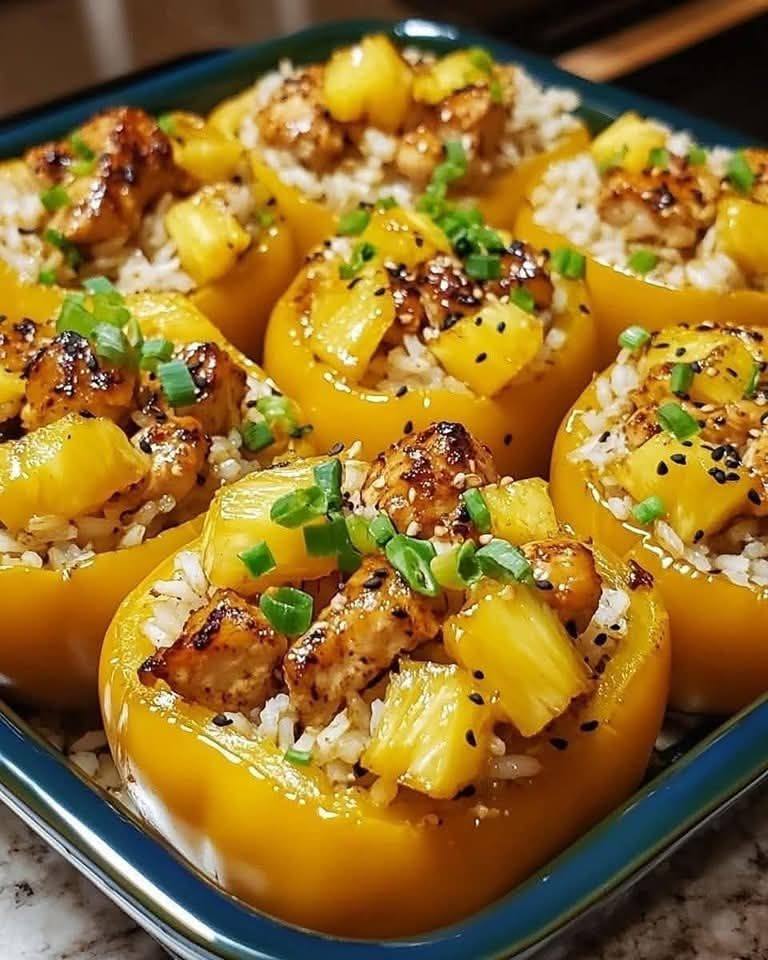 Teriyaki Pineapple Chicken & Rice Stuffed Peppers