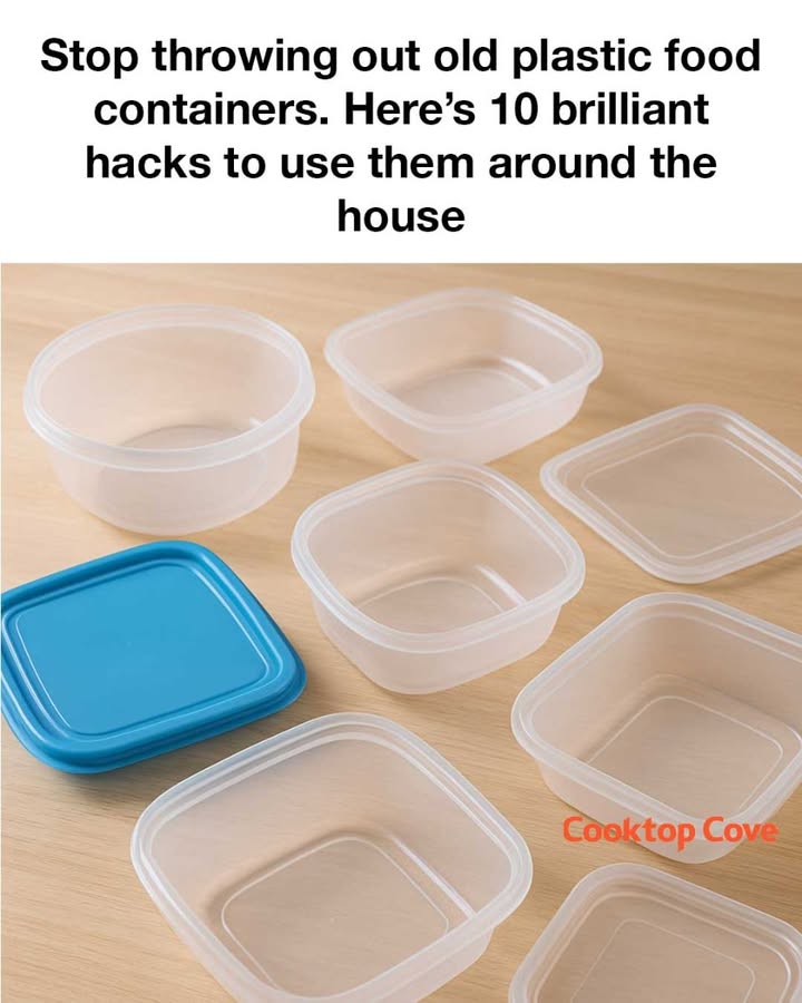 Stop throwing out old plastic food containers. Here’s 10 brilliant hacks to use them around the house