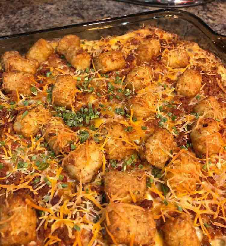 Chicken Bacon Ranch Tater Tot Casserole