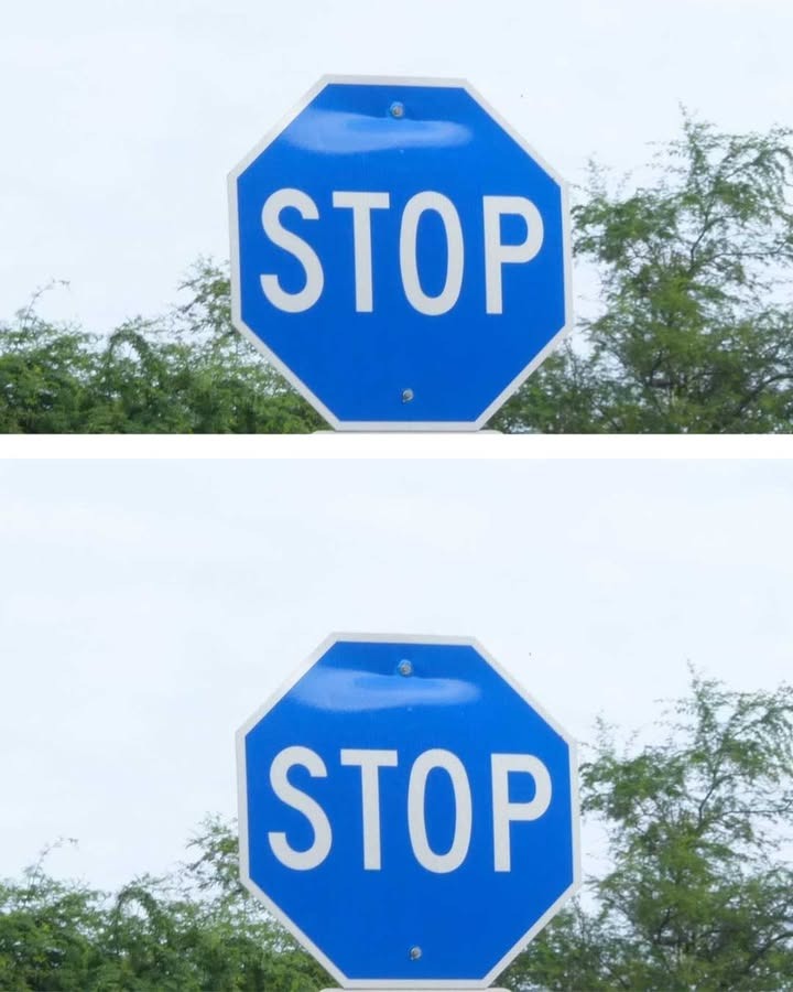 We Saw a Blue Stop Sign—What Does It Mean?