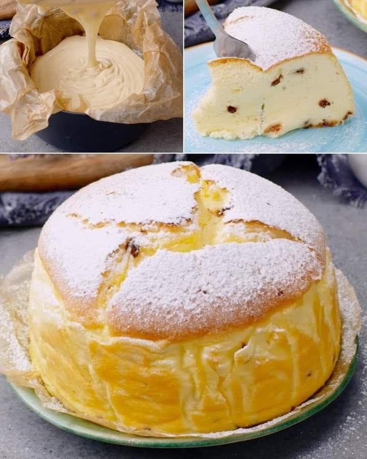 Just eggs, greek yogurt, flour, sugar and baking powder