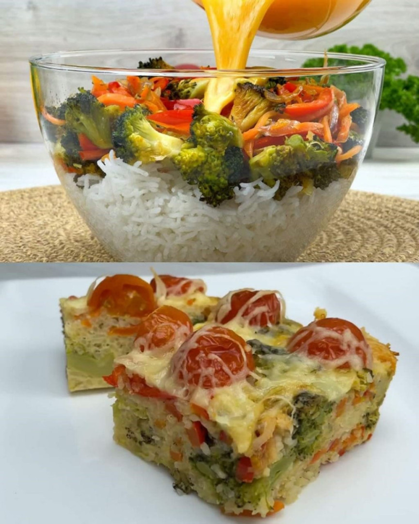 Cheesy Rice and Vegetable Casserole with Broccoli