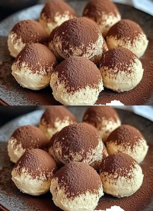 Tiramisu balls with 200g mascarpone and 120g ladyfingers