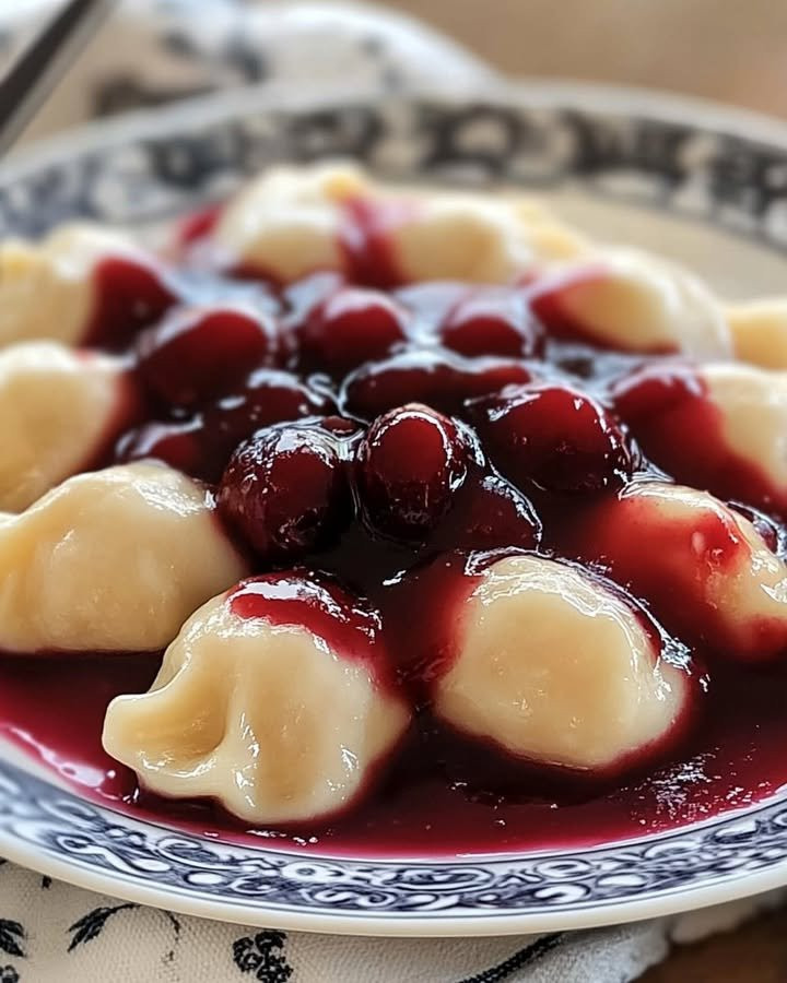 Flour Dumplings with Cherry Sauce