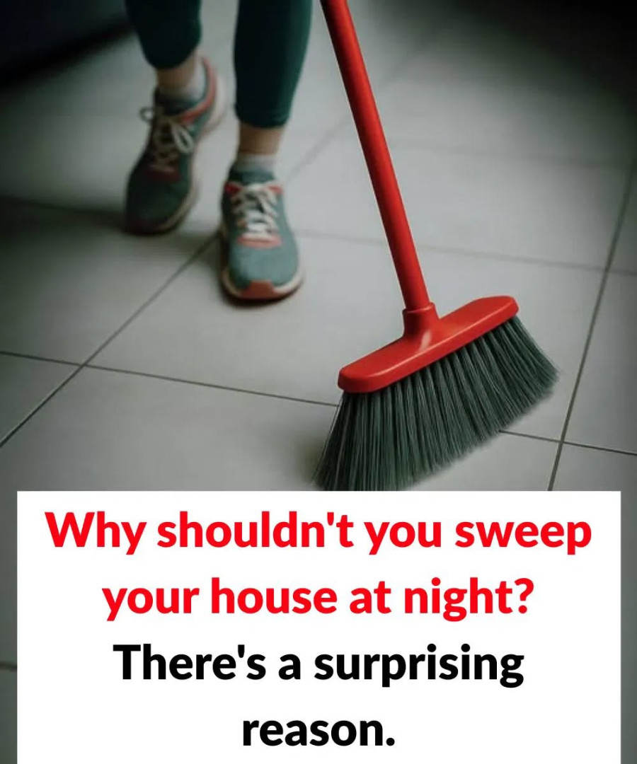 Why should you avoid sweeping the house at night?
